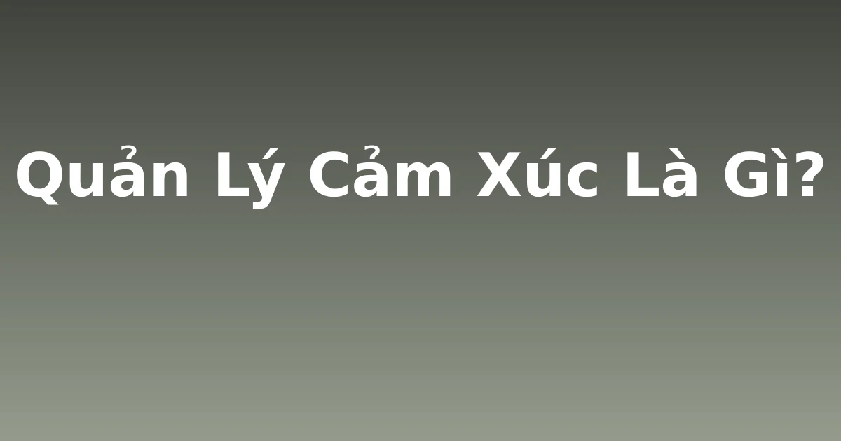 Quản Lý Cảm Xúc Là Gì?