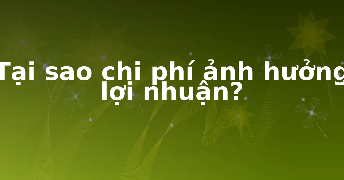 Tại sao chi phí ảnh hưởng lợi nhuận?