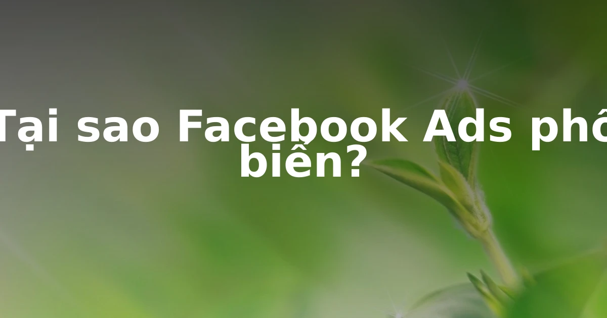 Tại sao Facebook Ads phổ biến?