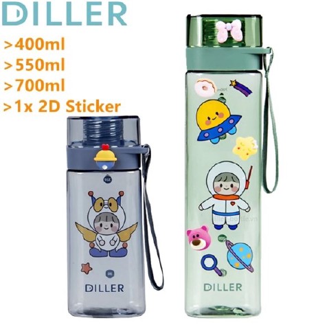 Bình Nước Thể Thao DILLER 400ml / 550ml / 700ml – An Toàn, Tiện Lợi, Phong Cách